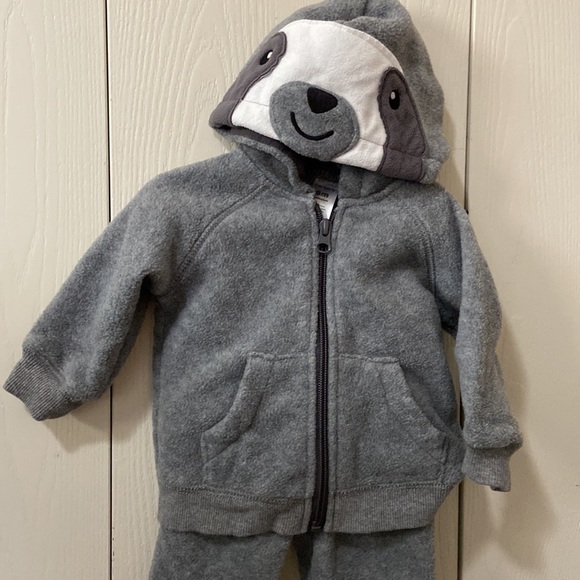Carter’s Polar Fleece Grey Sloth Sweatsuit - Picture 2 of 7